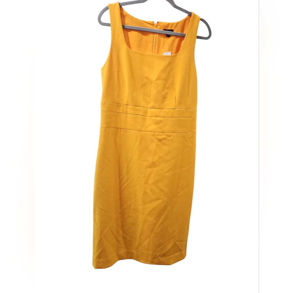 Ann Taylor Yellow Sleeveless Midi Sheath Dress Sz 10